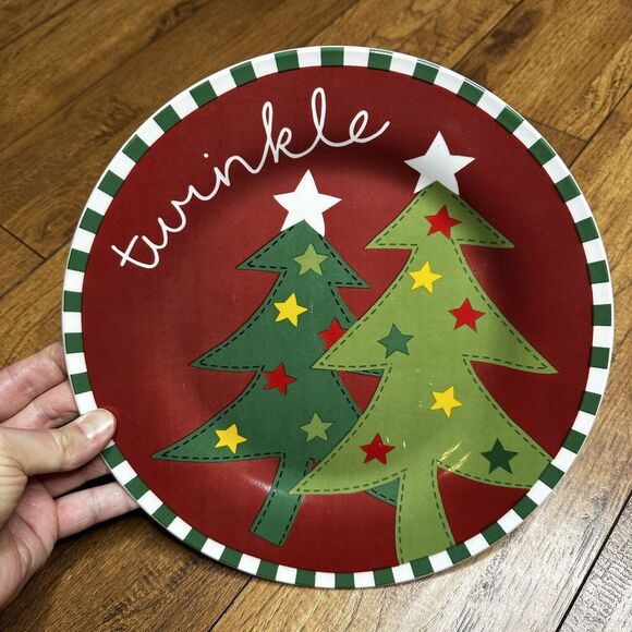 Christmas PLATE Ceramic TWINKLE Hand-Painted‎ Trees Century Collection 10.5" - Picture 1 of 4